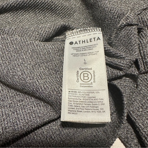 athleta uptempo ribbed henley grey long sleeve top - Picture 8 of 9
